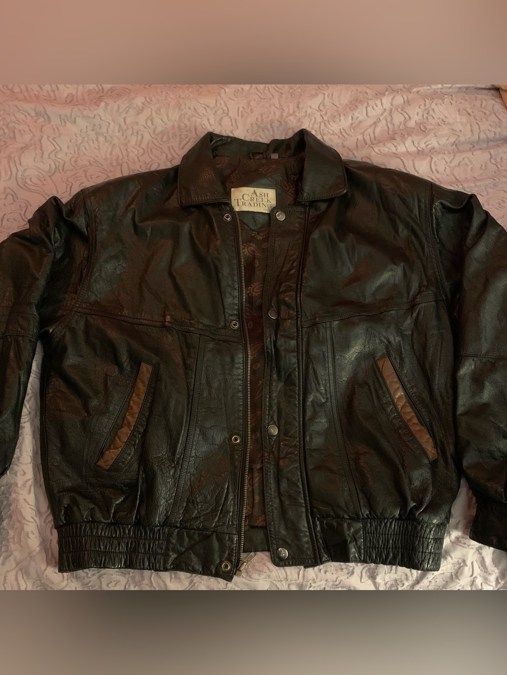 Men's Black Leather Bomber Jacket